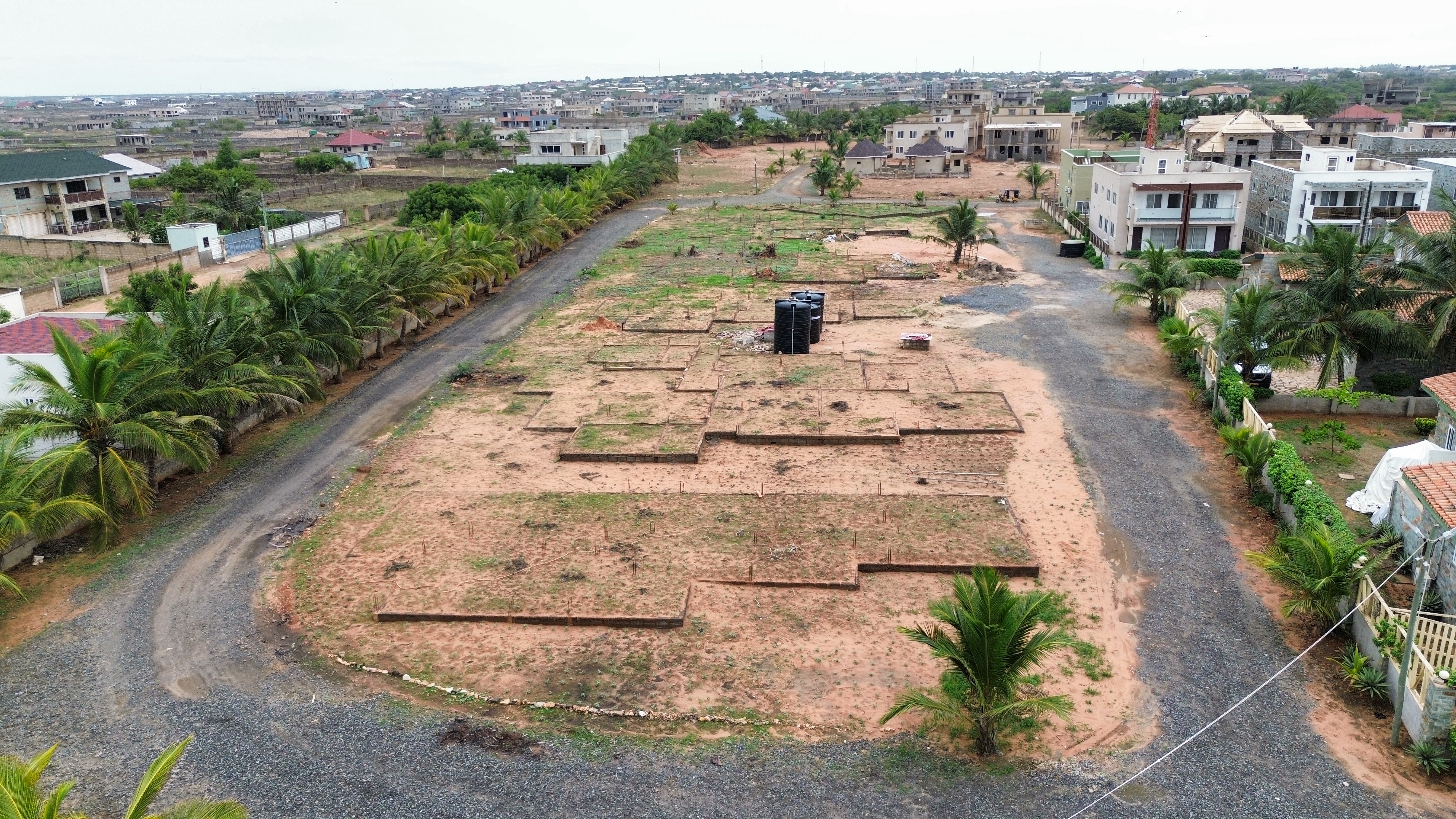 Aerial view of serviced plots